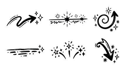 Obraz premium Hand Drawn Arrows and Sparkle Elements - Doodle Collection