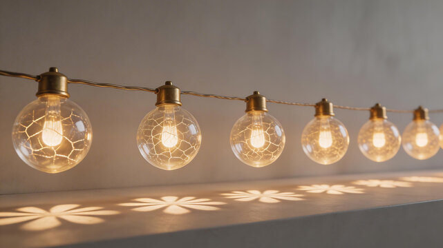 String of glowing decorative light bulbs symbolizing the limitless potential of digital design