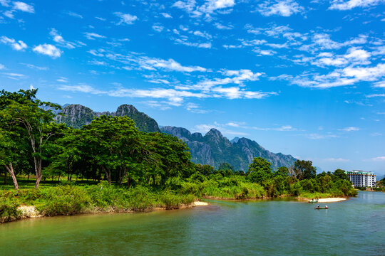 Nam Song River and Karst Mountains, Vang Vieng, Laos