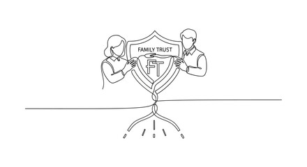 Obraz premium Family Trust Shield Protection: Couple Safeguarding Assets with Financial Security