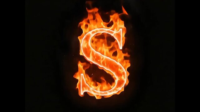 Cinematic Burning Letter S in Hot Fire Flames