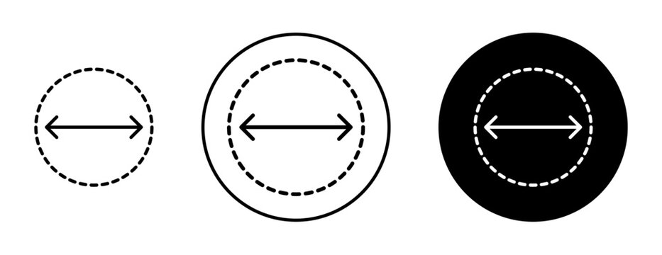 Diameter icon. Editable stroke and filled. Pixel perfect