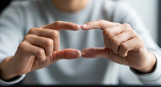 persons hands forming a small rectangle with their fingers, symbolizing smallness or a precise measurement.