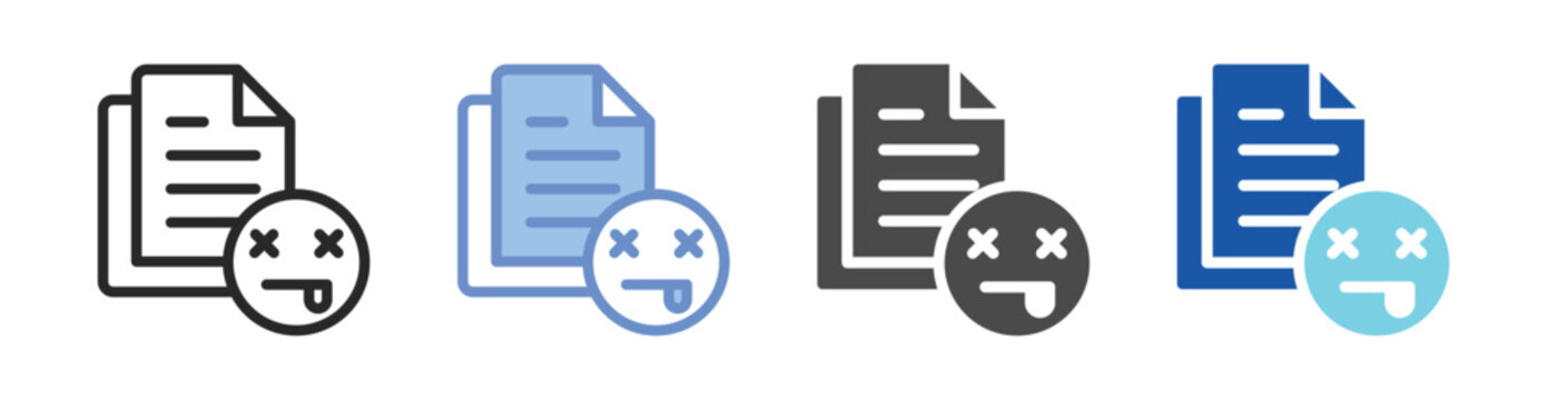 Unreadable File Icon Set With Multiple Styles Vector Illustration