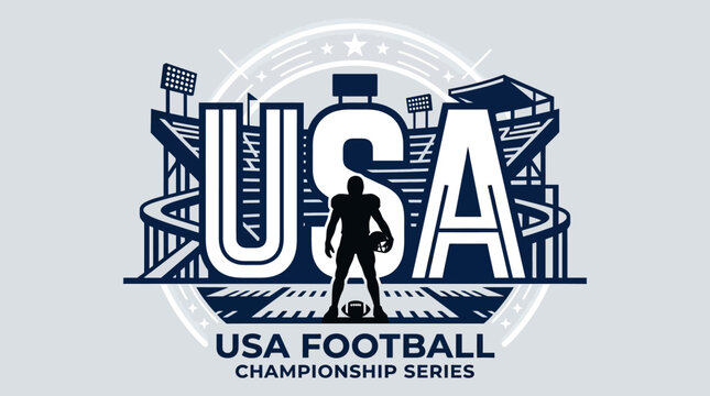 USA Football Championship Series Logo with Player and Stadium.