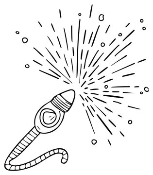 Sparkler Hand Drawn Illustration: Celebration, Holiday Spark, Light, Festive, Party Fun
