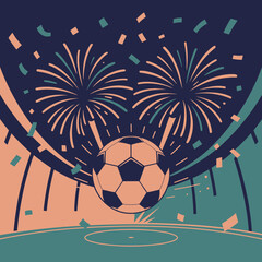 Soccer Ball Fireworks Celebration Night Stadium © Zaheer