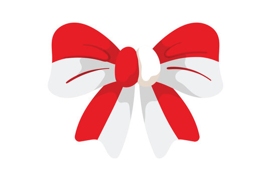 Red and White Indonesia Flag Ribbon Bow for Independence Day Decoration