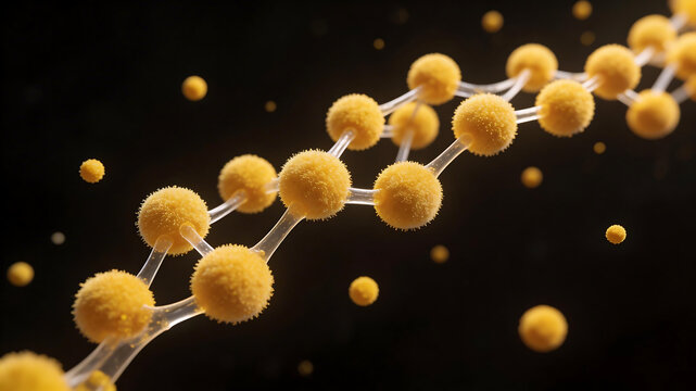 Microscopic view of fungal spores representing the seamless integration of human and machine