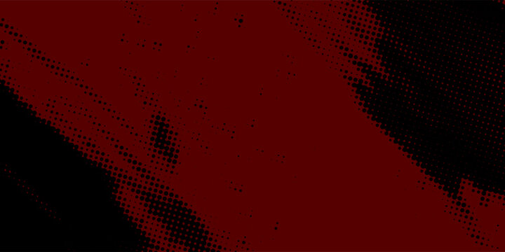 Abstract dark red and black halftone background with pop art dots pattern, modern retro grunge comic style vector illustration