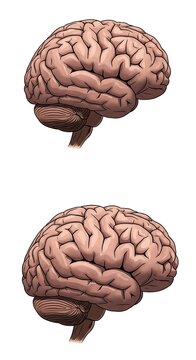3D rendering of human brain lateral view anatomical model.