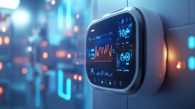 Futuristic medical display in a modern hospital room