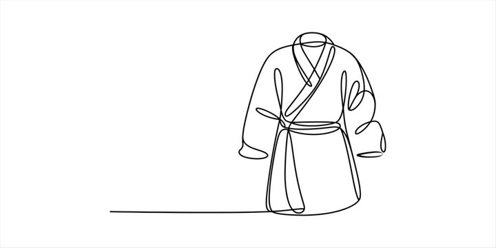 Continuous single line drawing of a bath robe for spa and relaxation