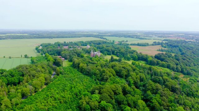 Sweden. Castle on the banks of the Oresund Strait. Drone footage