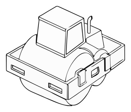 Road roller construction machine line art icon. Generative AI