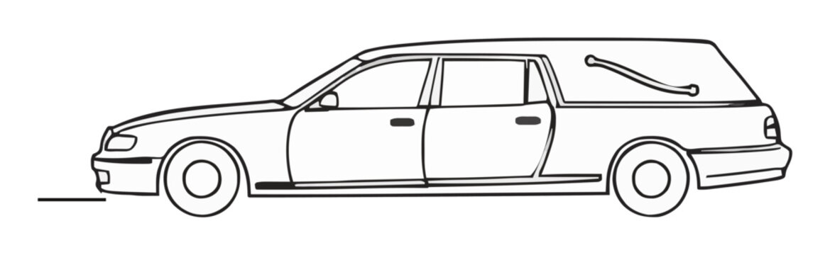 Hearse funeral car continuous line art icon. Generative AI