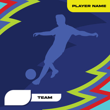 Football Athlete Card Design Template with Player Information and Modern Sports Theme