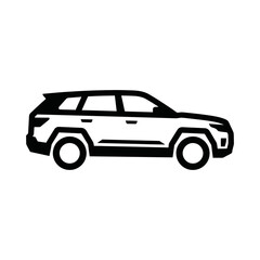 Obraz premium SUV Silhouette Vector Icon Black and White Isolated on White Background for Automotive Branding and Transportation Design