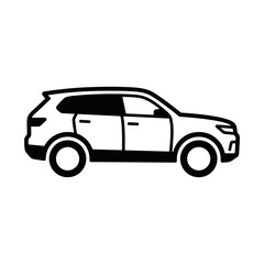 Fototapeta premium SUV Silhouette Vector Icon Black and White Isolated on White Background for Automotive Branding and Transportation Design