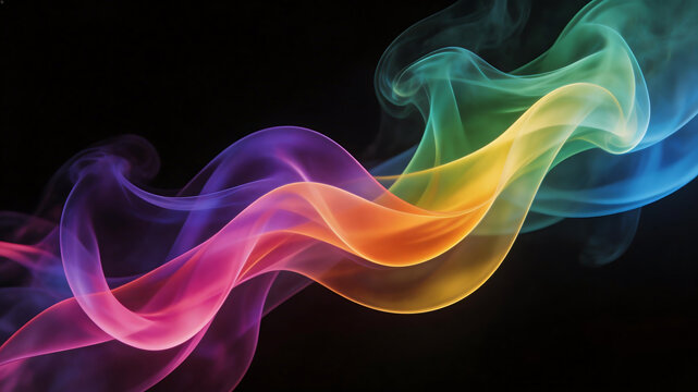 Colorful swirling smoke against black background perfect for UI/UX design and motion graphics