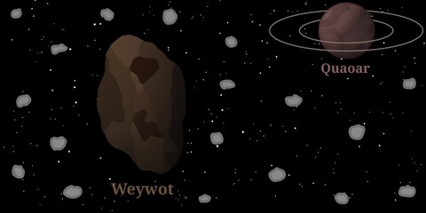 Quaoar's Moon Illustration (Weywot) – Natural Satellites of Solar System Minor Planet © Zhafran Visuals