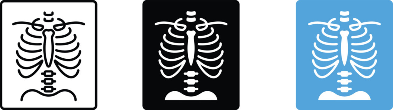Chest radiography scan vector illustration bundle using line and flat colors
