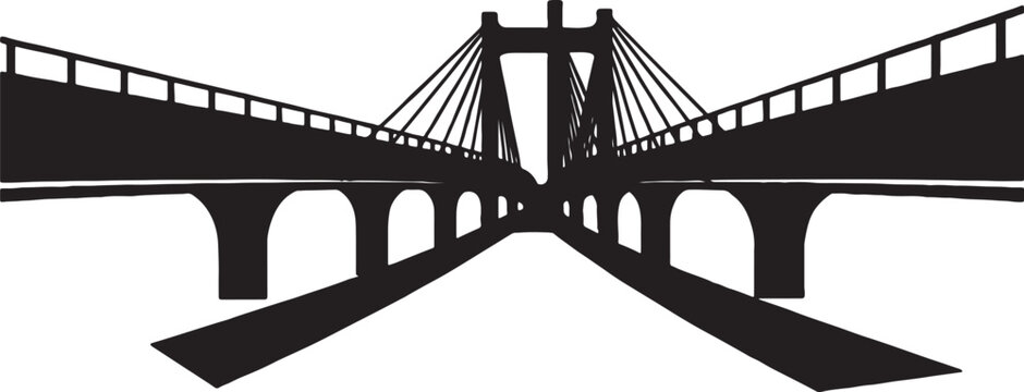 Modern bridge silhouette icon with structural engineering details representing transport and architecture silhouette architecture engineering construction structure transport landmark