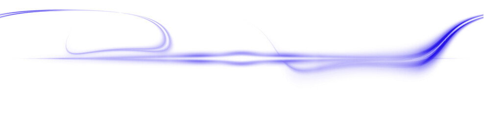 Obraz premium Blue glowing flowing wavy light ribbon trail on transparent background isolated light effect cutout