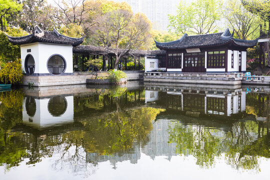 Pavilions and towers in Changzhou gardens, China