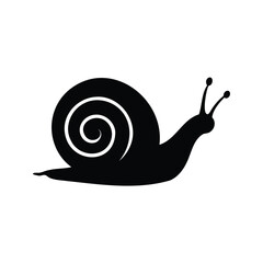Snail crawling on flat surface minimalist black and white silhouette vector illustration design, snail silhouette vector illustration © hamiduls11arts