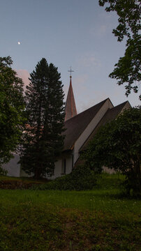 church at dusk