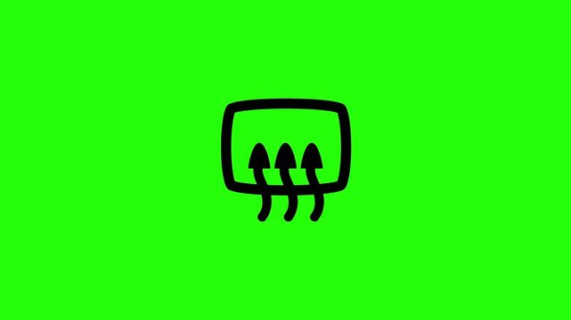 Premium 4K motion graphic of a car rear window defroster heating indicator silhouette bouncing. Clean dashboard asset for climate control web.