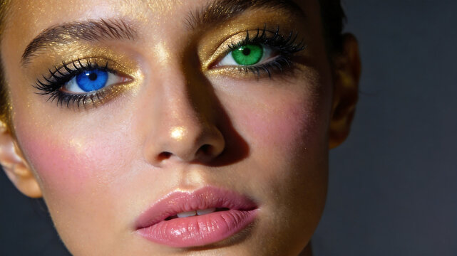 Closeup of a person with colorful eye makeup for compelling visual storytelling and engaging ads