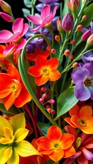 Obraz premium Vibrant floral design with intertwined stems and bright petals, ||bright, textile
