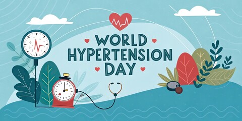 Fototapeta premium World Hypertension Day blood pressure awareness heart medical poster