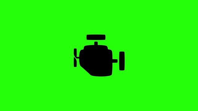 Beautiful 4K motion asset containing a check engine warning indicator silhouette representing automotive malfunction bouncing cleanly. Clean repair garage graphic.