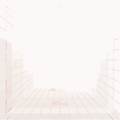 Fototapeta premium Modern abstract geometric perspective tunnel background with clean light beige squares creating a futuristic digital space for design projects