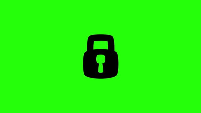 Premium 4K video showcasing a closed secure locked padlock silhouette representing automobile anti theft system bouncing fluidly. Clean protection popup asset.