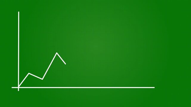 White glowing neon business growing graph line animation on alpha chanel digital data visualization, green background animation graph arrow, line arrow, business strategy, 4K animation
