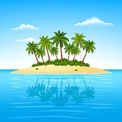 Obraz premium Tropical island with palm trees beach.