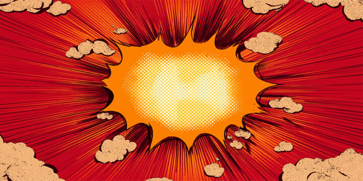 An illustration of a red and yellow background featuring a circular fire frame with stars, decorative summer flowers, and heart shapes in a vibrant vector design pattern