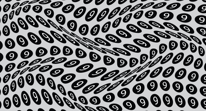 abstract creative bullet point number 9 wave pattern design.