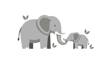 Fototapeta premium Adorable Mother and Baby Elephant Illustration.