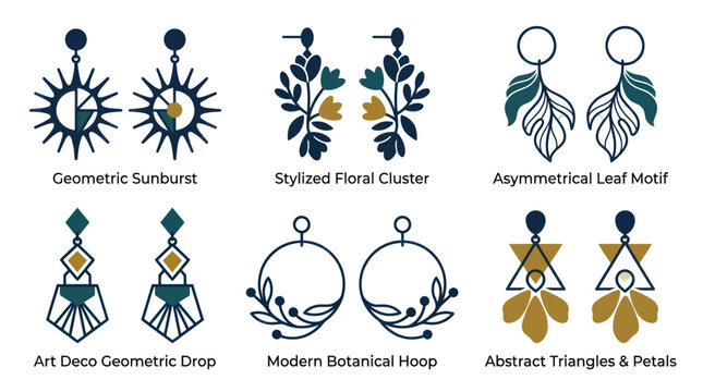 Collection of Stylish Geometric and Botanical Earrings Designs