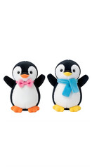 Naklejka premium Two cartoon penguins wearing scarves