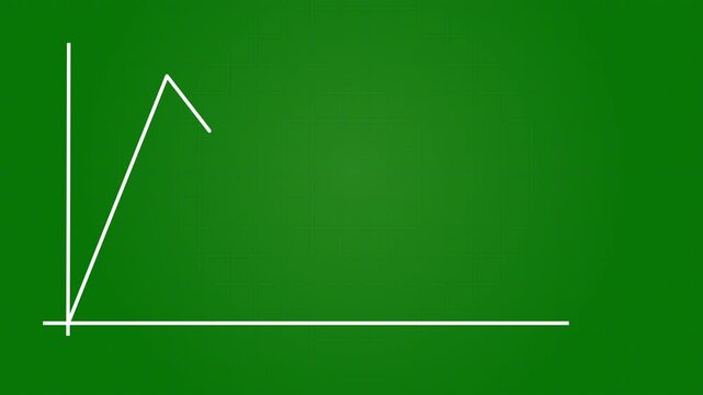 White glowing neon business growing graph line animation on alpha chanel digital data visualization, green background animation graph arrow, line arrow, business strategy, 4K animation