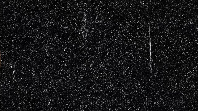 Cinematic black and white film grain texture with heavy scratches and dust particles for retro video overlays and vintage transitions