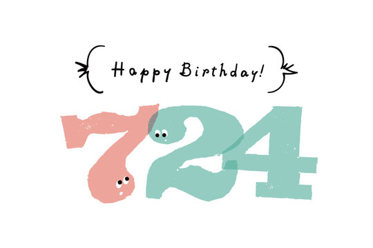 数字イラスト シンプルでかわいい日付素材 7月24日