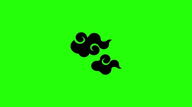 Beautiful 4K motion asset containing a traditional oriental cloud pattern scroll silhouette bouncing cleanly. Clean dynamic decorative graphic for lunar new year.