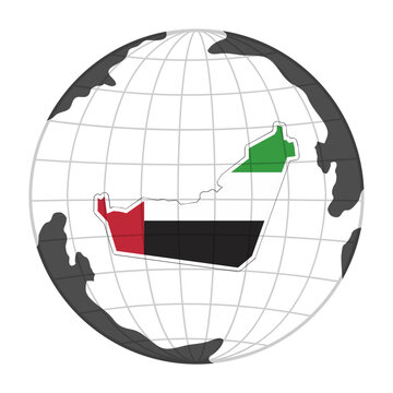 UAE Country Map in Globe